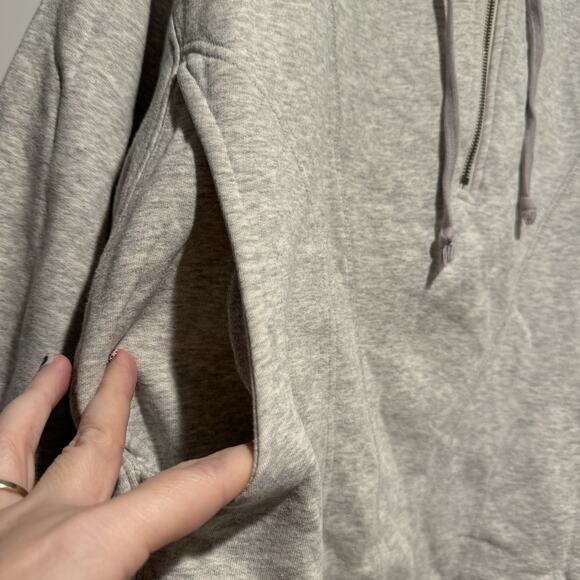 Free People Gray Oversized Quarter Zip Gray Hoodie Size Small - Picture 2 of 7